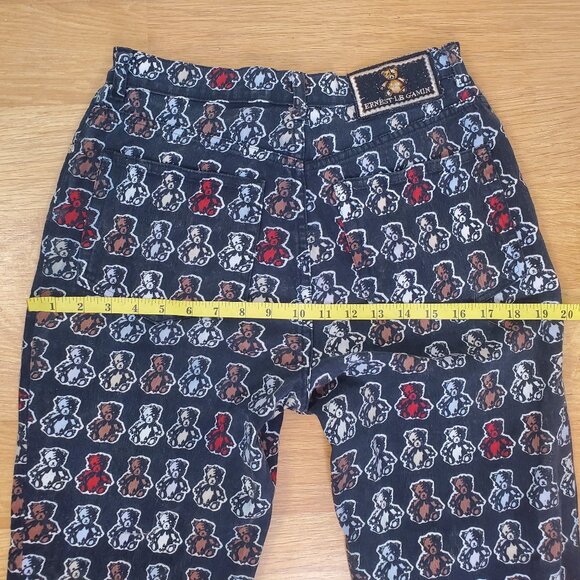 Ernest Le Gamin All Over Teddy Bear Slim Straight Mid Rise Jeans 28W/29L - Picture 13 of 16